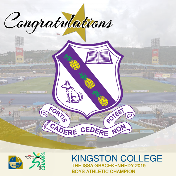firstglobalbank's tweet photo. Congratulations to Kingston College on winning the title of the 2019 ISSA GraceKennedy Boys' Champion!
#FGBChargeUp #GKChamps #PoweredByFGBAffinityCard #ChargeUpYourSchoolSpirit #Champs2019 https://t.co/CkV5RD0BT7