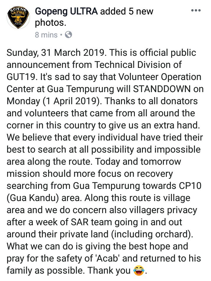 Eizznieza's tweet image. ALLAHUAKBAR
ALLAHUAKBAR
ALLAHUAKBAR
Misi SAR untuk "Acap" diteruskan.
Moga dipermudahkan segala urusan pencarian.
#GUT19 
#prayforAcap
#hikers 
#outdoors 
#hikingadventures 
#searchandrescue