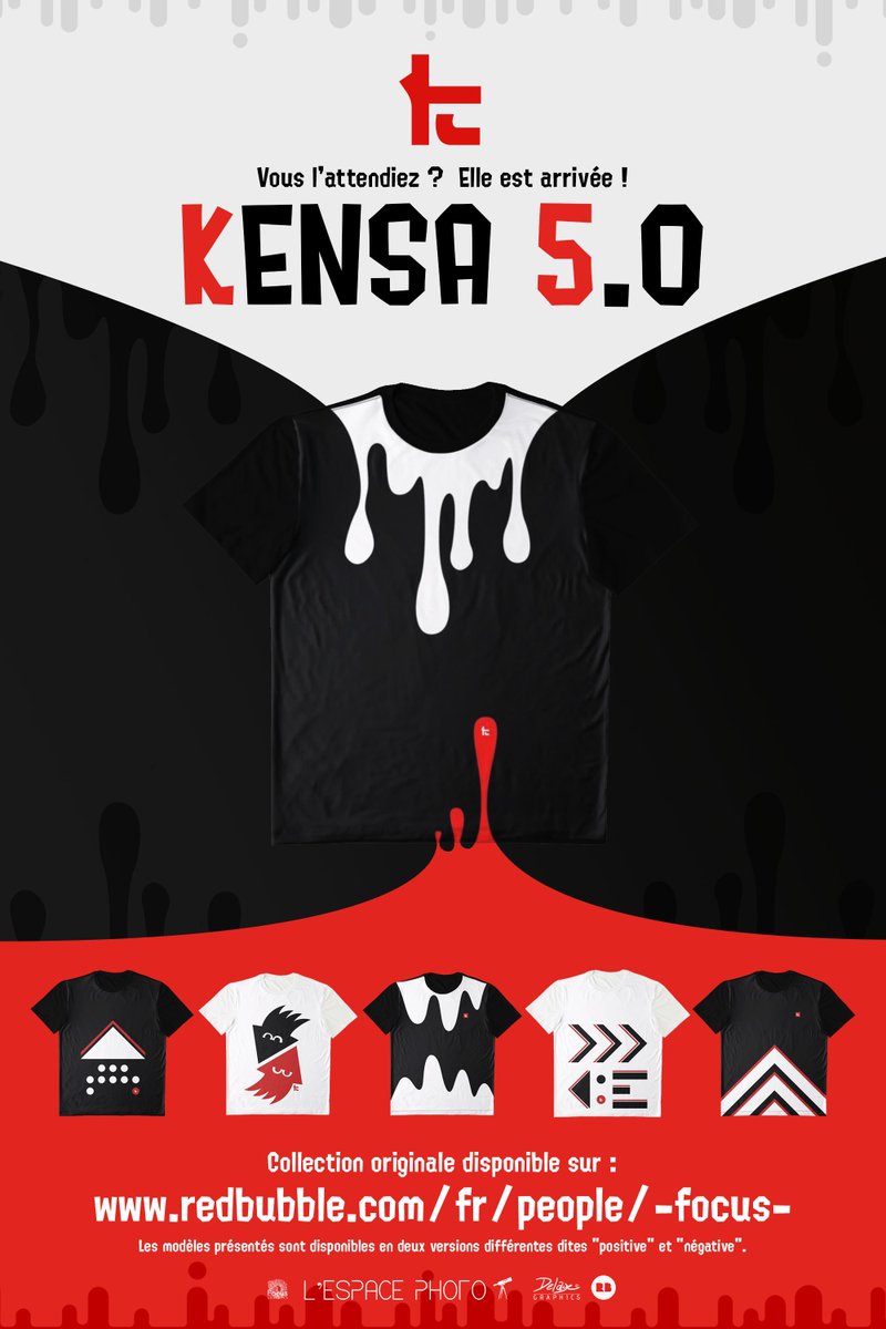 Off_Focus_'s tweet photo. ENFIN ! Je vous dévoile aujourd'hui "KENSA 5.0", ma nouvelle collection de t-shirts inspirée par Thony K. Pour vous en procurer un c'est ici (des t-shirts avec tous les logos des teams que j'ai réalisés sont aussi disponibles) : 👍😮🐙👕 #Splatoon2 
https://t.co/8FDsAtn7Ad https://t.co/h9HUFtn3SD
