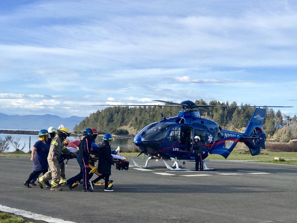 LifeFlightNtwrk's tweet photo. Thank you Neah Bay Ambulance, Makah Fire Department, and Sophie Trettevick Indian Health Center for joining us for Landing Zone Training. #ThereWhenYouNeedUs #LF28 #Partnerships #Teamwork #EMS #AirMedical #Ambulance https://t.co/hkjYR8Kjk6
