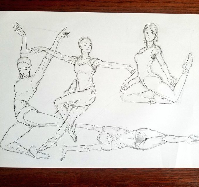 いつまで続くか練習108。写真模写。  #イラスト #バレエ 