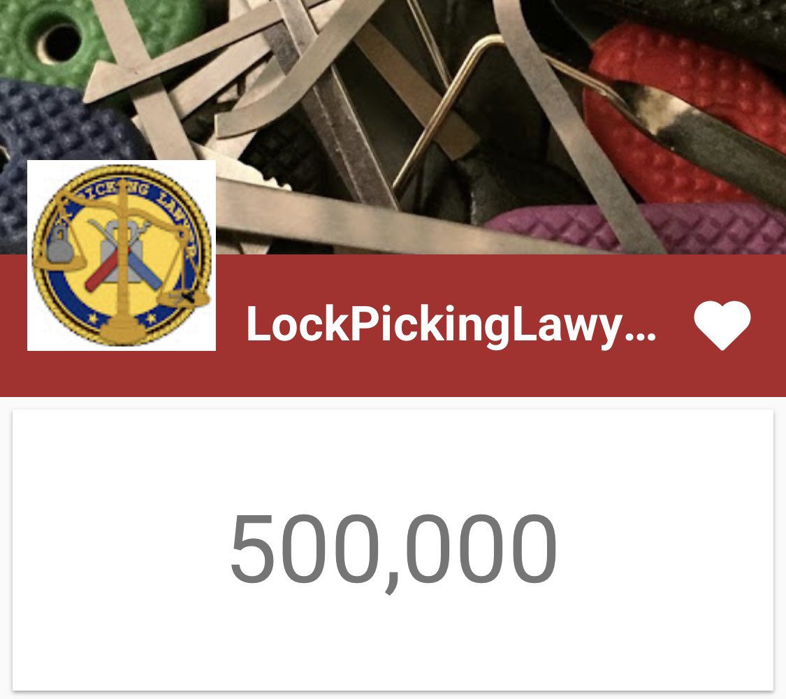 LockPickingLwyr's tweet image. Wow! What a month it’s been for this channel. Over 125,000 new subscribers and 15 million views. Capping it off with the 500,000 sub milestone just makes it sweeter. Thanks again to everyone who has contributed to this success. 👍
