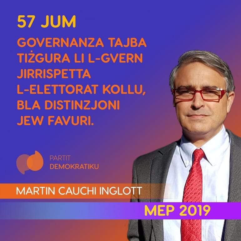 CauchiPd's tweet photo. Good governance implies that the government respects all the electorate, and treats all fairly.
@Demokratiku
#talorangjo
#MEPcandidate
#servingMalta
#pajjiżnafqalbna
#ALDE
#EU https://t.co/sBfCEFYlfv