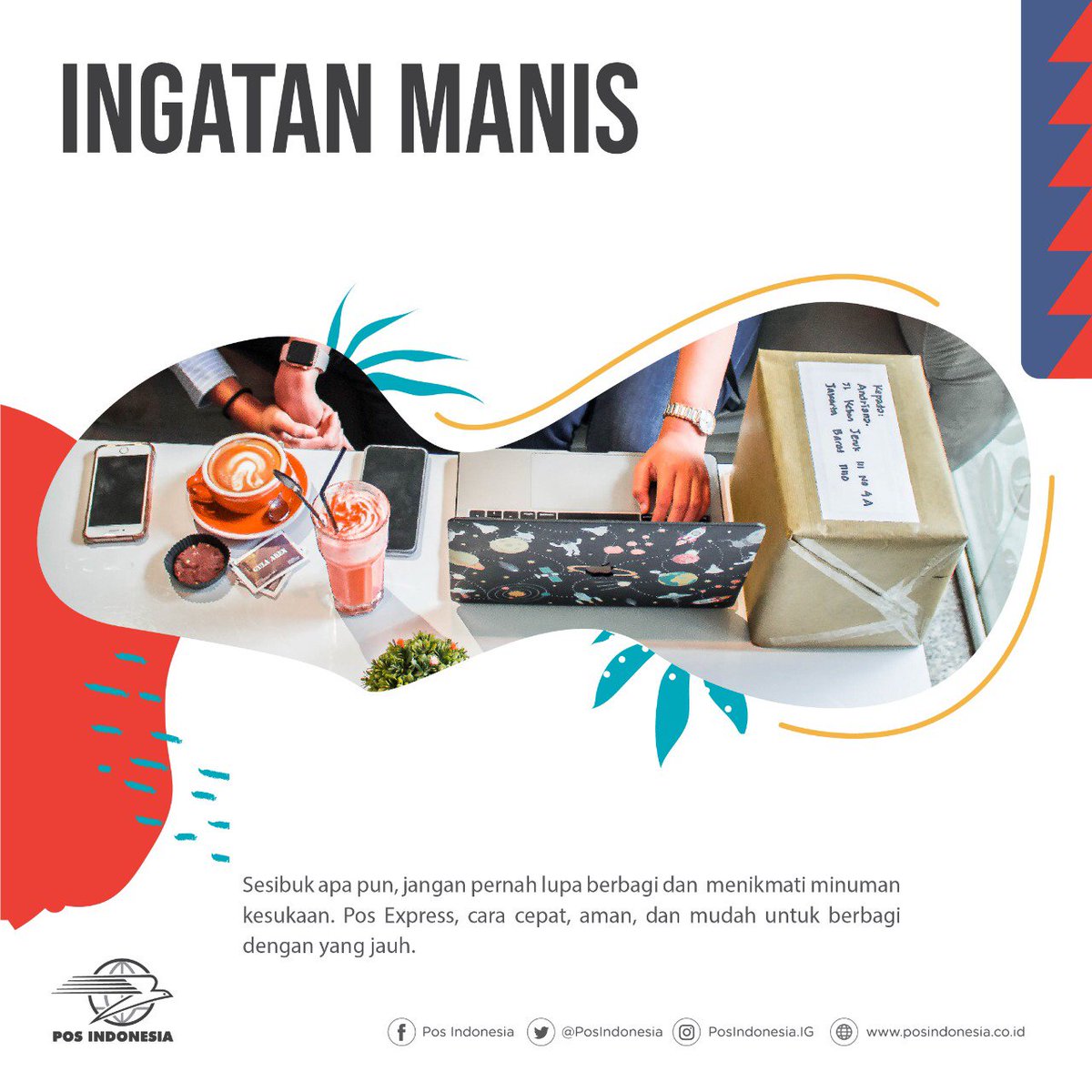 PosIndonesia's tweet photo. Sesibuk apa pun, jangan pernah lupa berbagi dan  menikmati minuman kesukaan. Pos Express, cara cepat, aman, dan mudah untuk berbagi dengan yang jauh.

#POSIndonesia #POSinaja #KabariNegeri #AmanTepatWaktu #AgenPos #BUMNhadiruntuknegeri #kurir https://t.co/FajivyRVQe