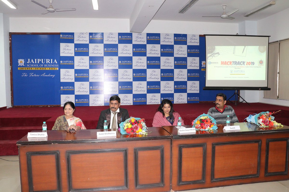 IndoAmericanCtr's tweet photo. Thanks to Timira Shukla and @yashjaipuria of #Jaipuria School of Business for inviting us to speak on #Cybersecurity. It was wonderful interacting with management students. Thanks to @AmitMalhotra of #massmatic for his wonderful speech. https://t.co/yIYI0tOmB7