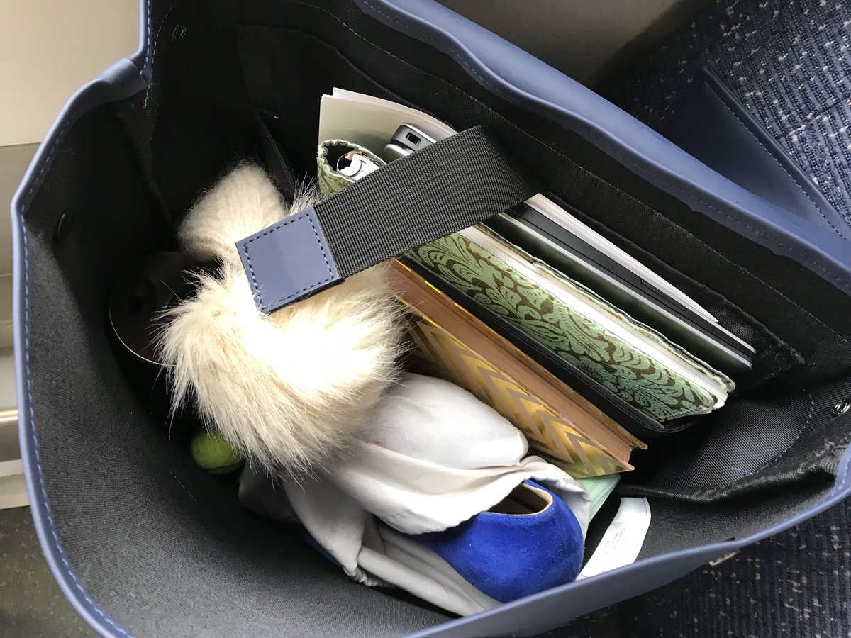 jesschivers's tweet photo. I’m on the train listening to a man help his wife (I think) via phone cope with a very tricky child back home. As soon as he’s off the call he goes into work mode on another call. #WorkingParenthood #SupportivePartners (random shot of my work bag as twitter is more fun with pics) https://t.co/dPeT128Cpt