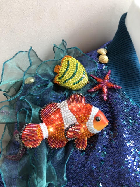 How amazing is this jacket by the talented <a href="/JoIrvineDesigns/">Jo Irvine</a>.  Jo used crystals from Crystal <a href="/CrystalParade1/">Crystal Parade</a> along with many sequins, seed bead and beads to create this 'under the sea' themed jacket.  #Mermaid #fish #ocean #designer #fashion #catwalk
