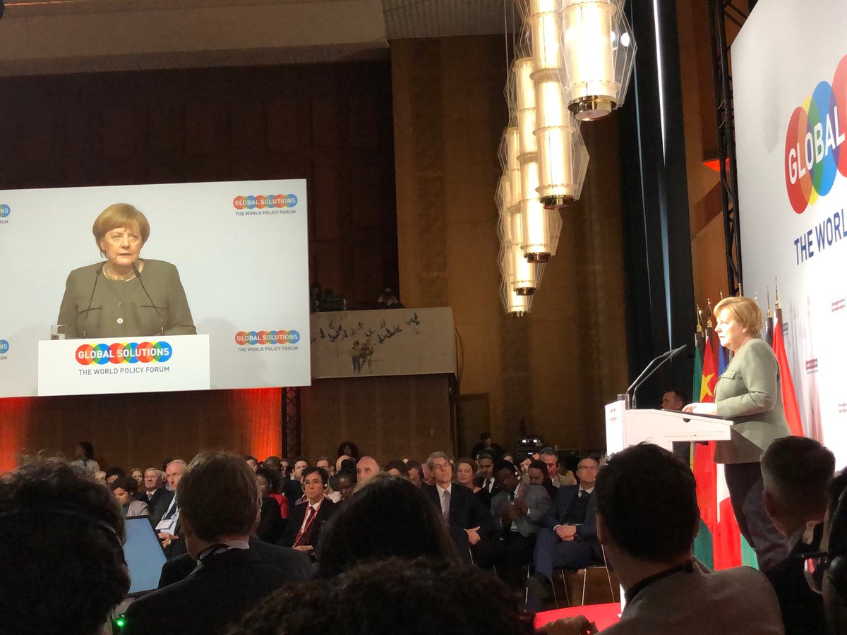 Great to have Chancellor #AngelaMerkel here with us at #GlobalSolutions discussing the purpose and benefits of #multilateral solutions