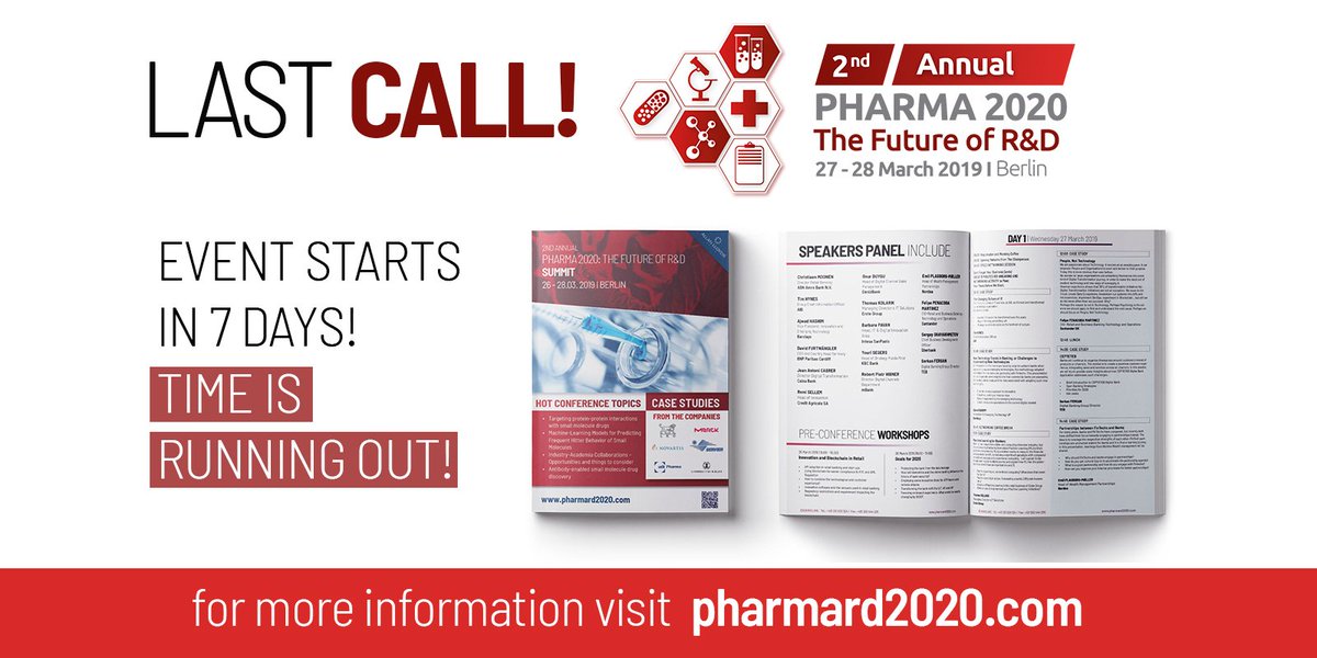 AL_Pharmaevents's tweet photo. DO NOT MISS: #datamanagement #openinnovation #externalcollaboration #artificialintelligence #machinelearning #technologies in #drug discovery will be discussed at #PharmaRD2020 #Summit in #Berlin https://t.co/k6c4bJns2k https://t.co/0AJXkKtyNd