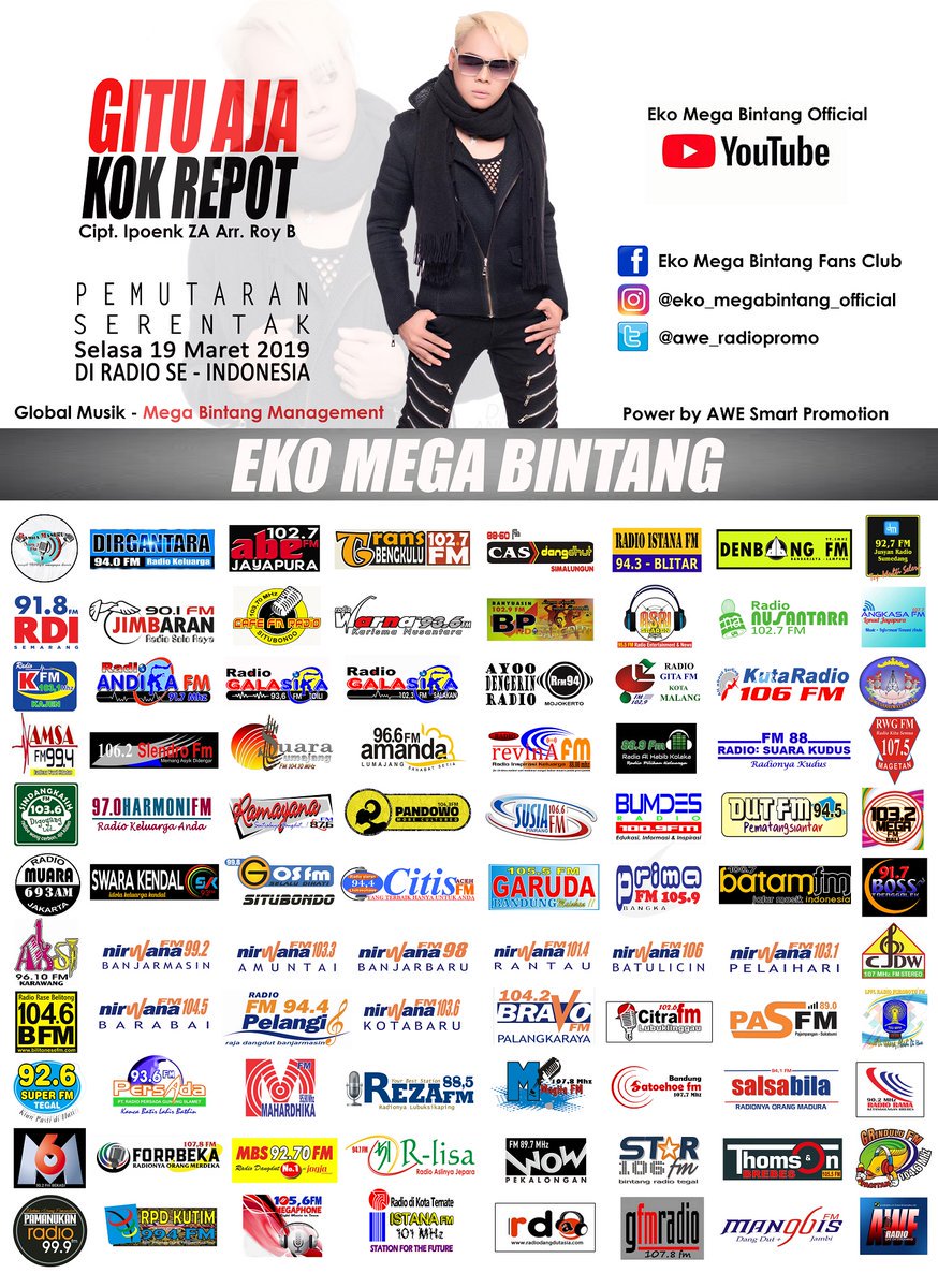 RadioMBSFMJogja's tweet photo. #PemutaranSerentak GITU AJA KOK REPOT - Eko Mega Bintang @ekomeybe cipt  @ipoenk_za  #GlobalMusik #MegaBintangManagement cc @aWe_Radiopromo

#GGSMBS w/ @DianManohara07 https://t.co/BaWS6zCw2s