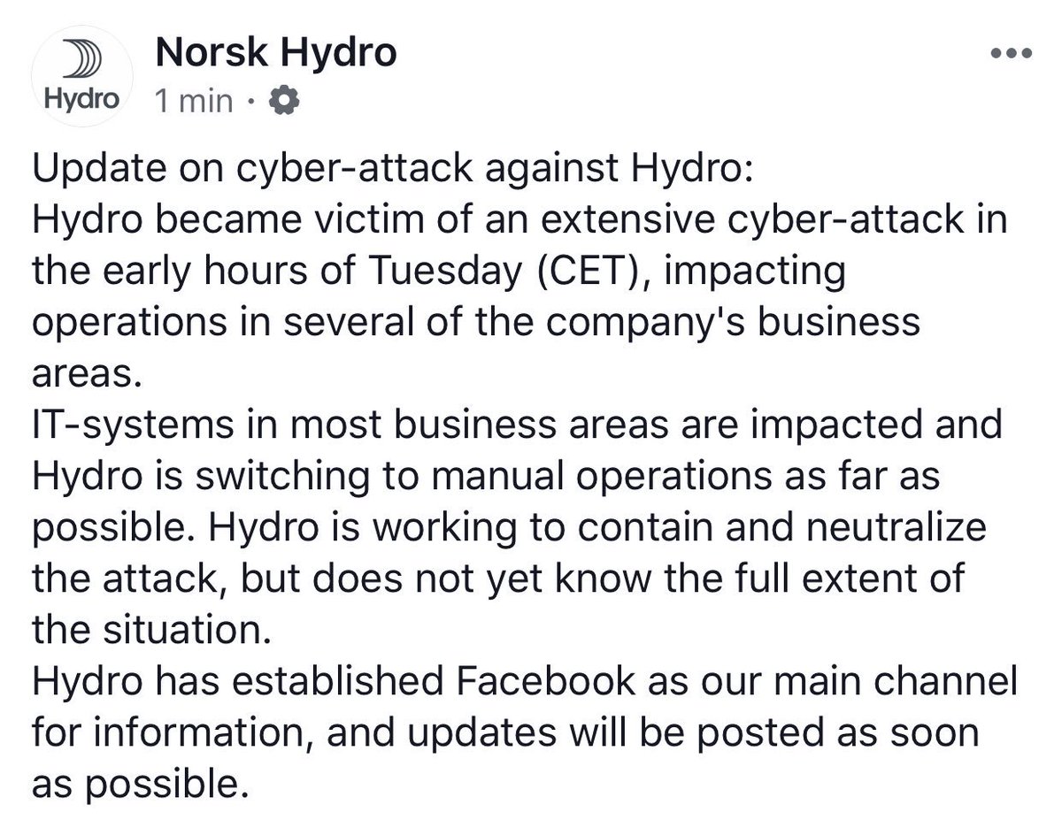Update on Hydro attack.