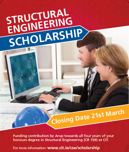 Don't miss out - closing date in two days!
CIT CR109 BEng(Hons) in Structural Engineering - ARUP Trust Scholarship
Details at cit.ie/cse/scholarship 
#stemcit