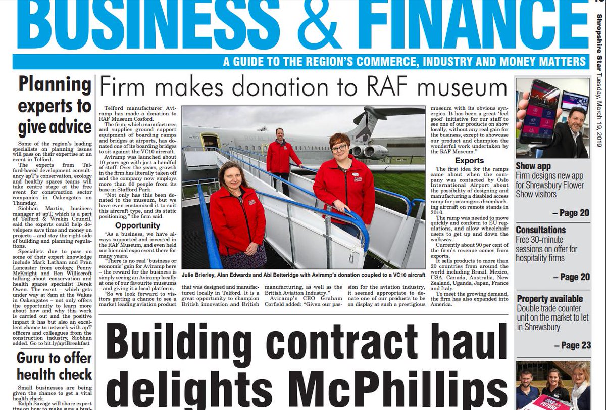 JamesP_24's tweet photo. 12 pages of business and farming in today's @ShropshireStar. Includes news on @AviRamp_ @yarringtonltd, @PureTelecom, @Global_Freight, @dyke_yaxley, @FBCManbyBowdler and @Henshalls https://t.co/SyzVhQBb5x