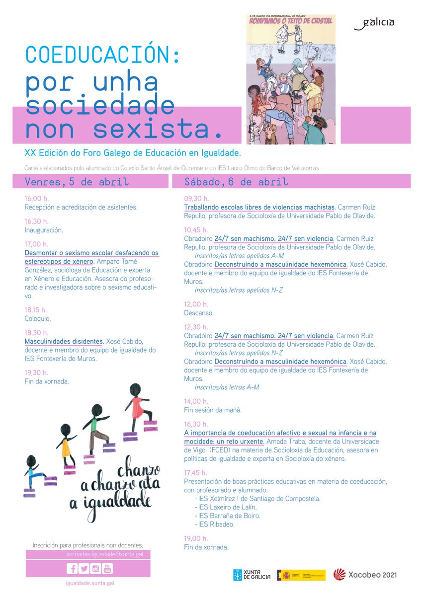 igualdadegal's tweet photo. A Secretaría Xeral da Igualdade organiza a XX Edición do Foro Galego de Educación en Igualdade os días 5 e 6 de abril en Santiago de Compostela. Máis información e inscrición na seguinte ligazón: https://t.co/2QRX7C7s9m https://t.co/AsGiztNCi3