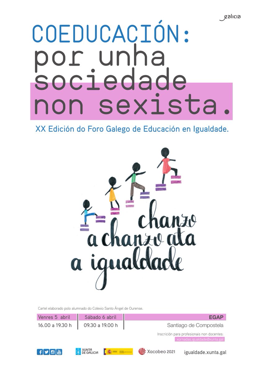 igualdadegal's tweet photo. A Secretaría Xeral da Igualdade organiza a XX Edición do Foro Galego de Educación en Igualdade os días 5 e 6 de abril en Santiago de Compostela. Máis información e inscrición na seguinte ligazón: https://t.co/2QRX7C7s9m https://t.co/AsGiztNCi3