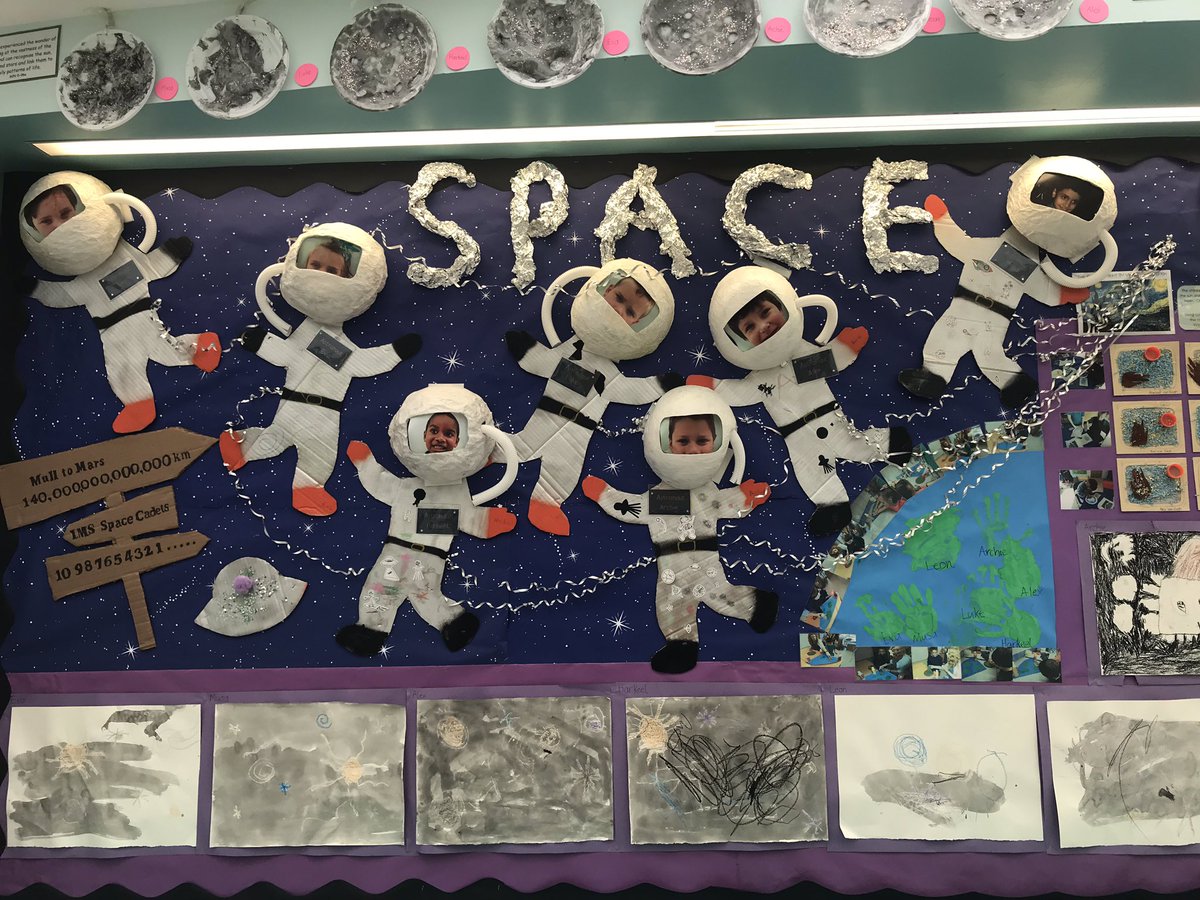 IsobelMair's tweet image. Some of our space related wall displays around the school. #space #walldisplay #art #creative