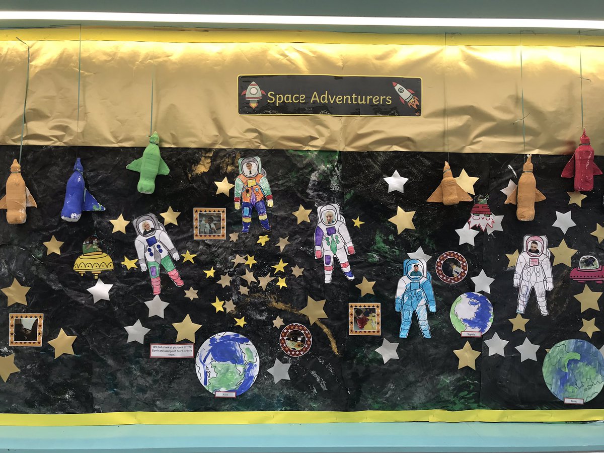 IsobelMair's tweet image. Some of our space related wall displays around the school. #space #walldisplay #art #creative