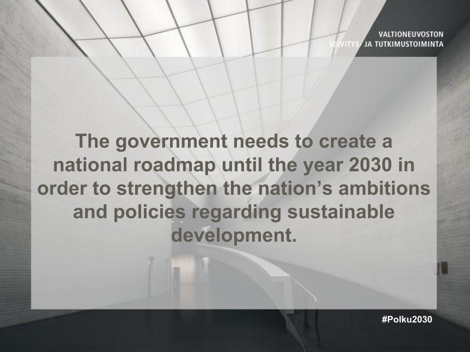 DemosHelsinki's tweet photo. The #POLKU2030-evaluation is ready. The next government must take action. Finland needs an #Agenda2030 roadmap. #sustainabledevelopment #tietokäyttöön https://t.co/o4T28z5mK1