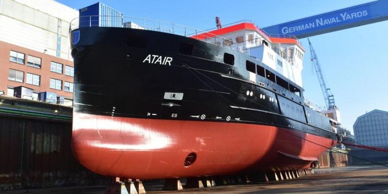 dnv_maritime's tweet photo. Construction of #Atair - the world’s first government-owned, #LNG driven survey and research ship - is on target and in budget for delivery to the German BSH next year. The research ship will receive DNV GL SILENT class notation @Motorship: https://t.co/WqkzdqPmiX https://t.co/IMUFO9IIto