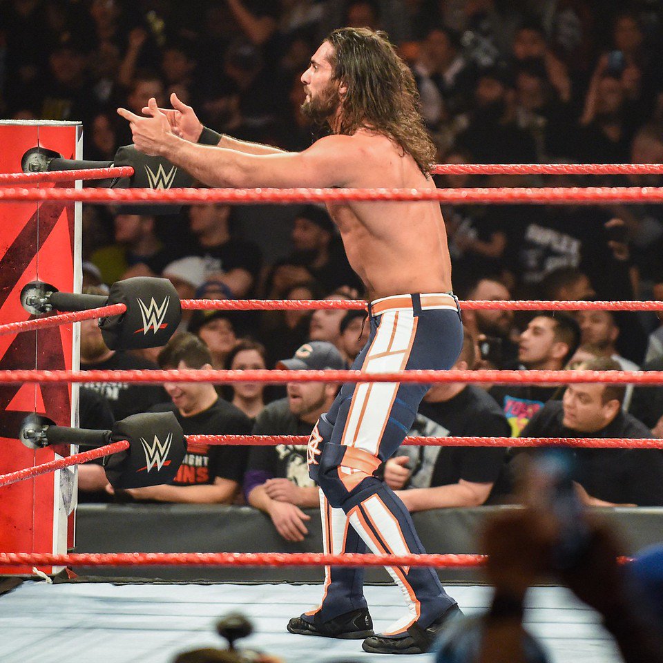 DailyAmbrollins's tweet photo. #RAW digitals: Seth attacked Drew McIntyre and confronted Lesnar. Then McIntyre defeated Seth and challenged Roman Reigns to a fight at WrestleMania. #SethRollins https://t.co/vl2T4SXCtx