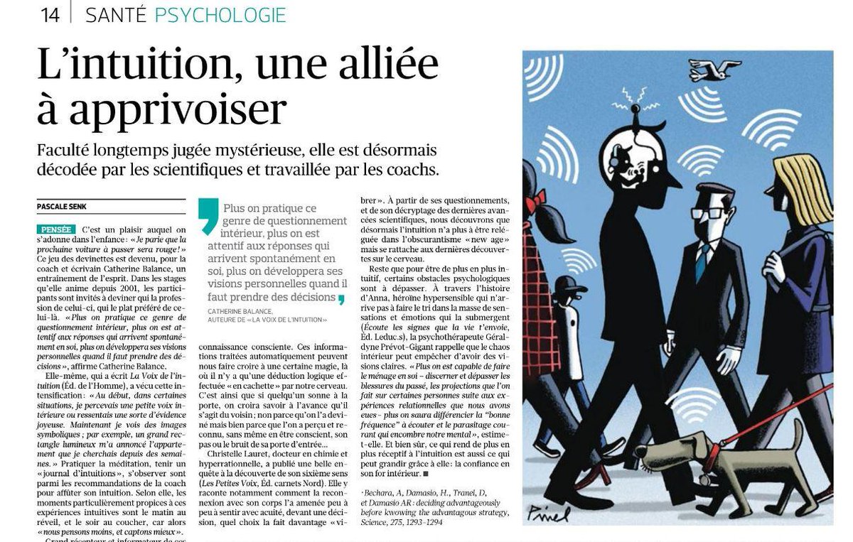 • PSYCHOLOGIE 🧠 • 

L'intuition, une alliée à apprivoiser pour prendre de meilleures décisions dans <a href="/LeFigaro_Sante/">Le Figaro Santé</a>.

Faire le ménage en soi, se libérer de la tyrannie du mental pour capter la bonne fréquence &amp; y voir plus clair : OUI. 🖤 

#wakeup • #timetowakeup