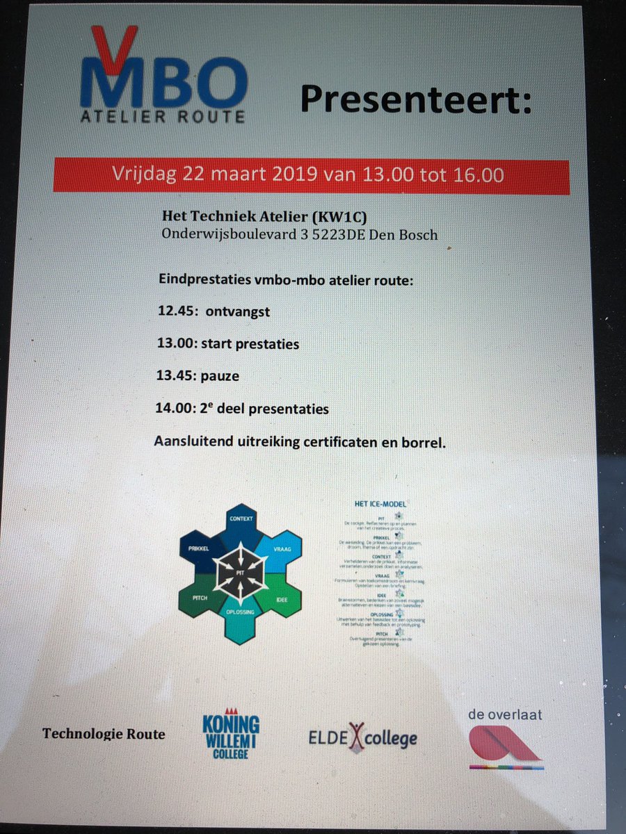Inmiddels nemen ook leerlingen #vmbo deel aan projectmatig interdisciplinair onderwijs bij <a href="/TechniekAtelier/">Het Techniek Atelier</a> <a href="/KW1C/">KW1C</a> <a href="/sgdeoverlaat/">SG de Overlaat</a> <a href="/eldecollege/">Elde College</a> . Vrijdag ga ik een kijkje nemen. <a href="/SterkTechniek/">Sterk Techniekonderwijs</a>