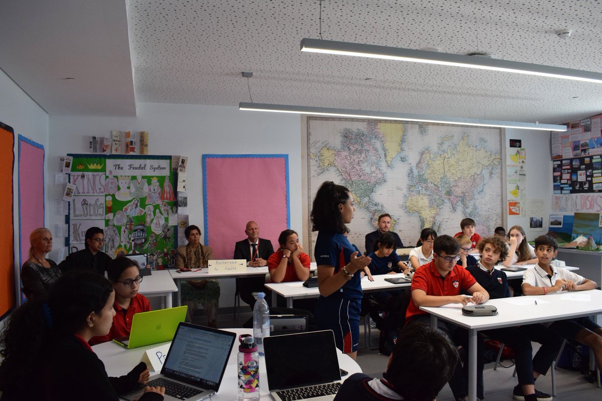 DwightSchoolDXB's tweet photo. Last week Mr. Cusack's Individuals &amp; Societies lesson involved two teams acting as lawyers in a simulated debate around global issues.
⚖️🌎📜
It was brilliant to see such well thought out arguments from both the prosecution and the defense. 

#IB #MYP #Inquiry #Debating https://t.co/EKhXKIr6a9