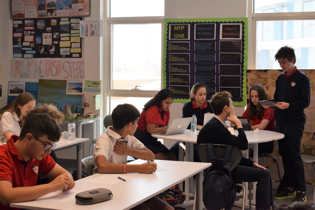 DwightSchoolDXB's tweet photo. Last week Mr. Cusack's Individuals &amp; Societies lesson involved two teams acting as lawyers in a simulated debate around global issues.
⚖️🌎📜
It was brilliant to see such well thought out arguments from both the prosecution and the defense. 

#IB #MYP #Inquiry #Debating https://t.co/EKhXKIr6a9