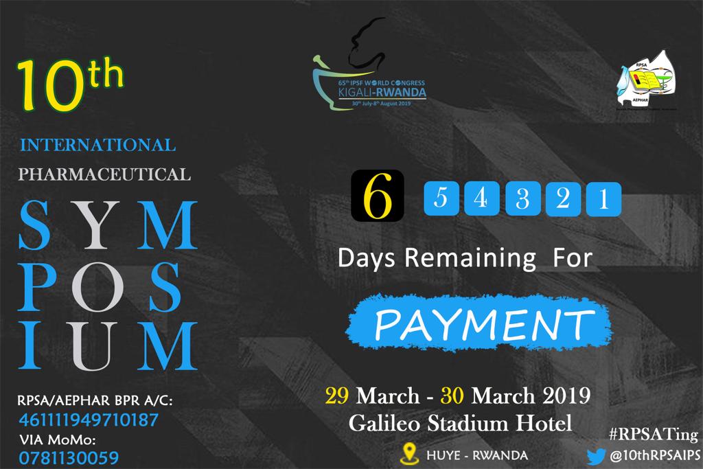10thRPSAIPS's tweet photo. [Counting down] 6 days remaining for payment @10thRPSAIPS . Please pay asap @RPSARwanda @IPSFWC2019 @IPSFAfRO https://t.co/SDxsx2Pc14