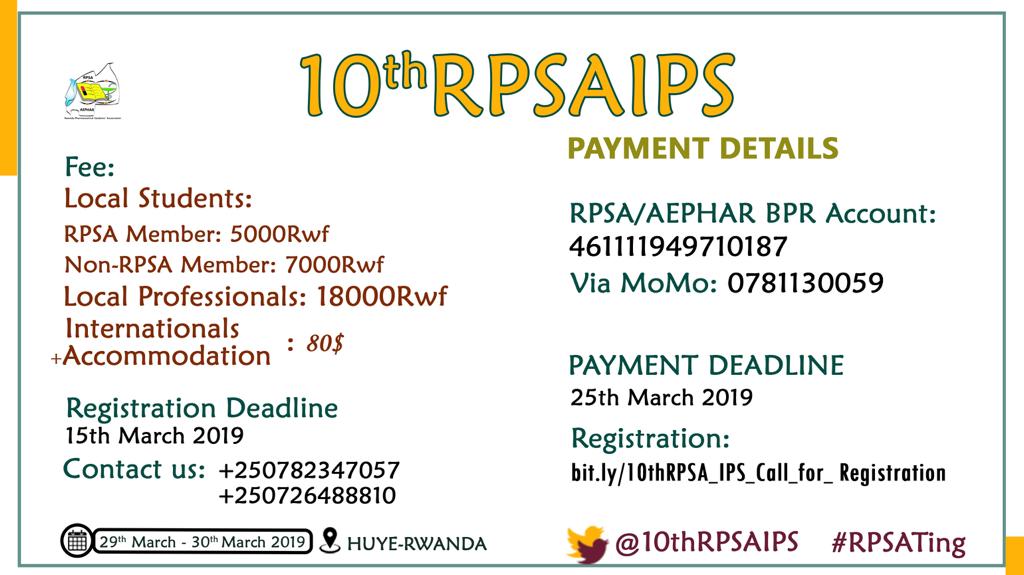 10thRPSAIPS's tweet photo. [Counting down] 6 days remaining for payment @10thRPSAIPS . Please pay asap @RPSARwanda @IPSFWC2019 @IPSFAfRO https://t.co/SDxsx2Pc14