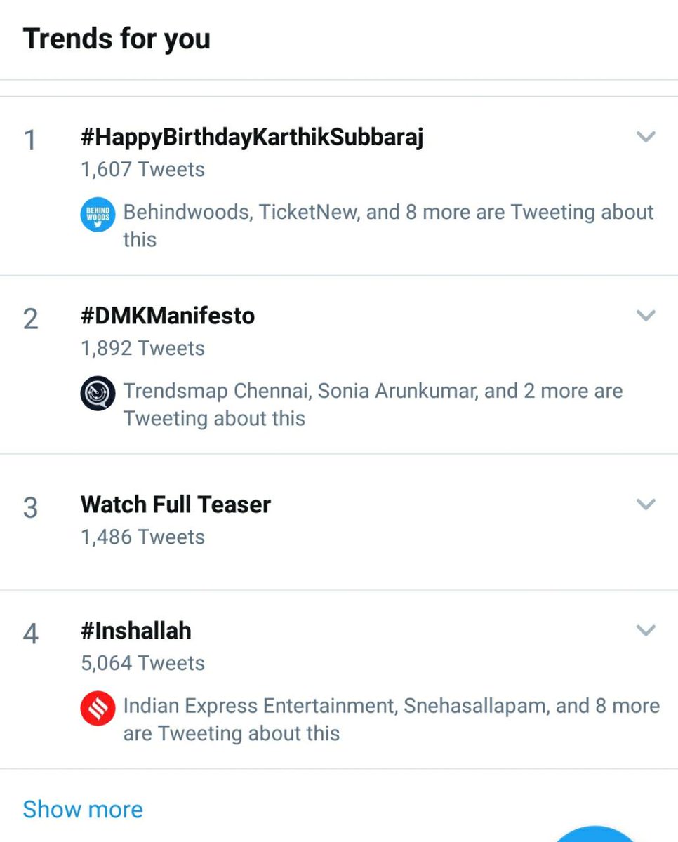 Thanks to all #HappyBirthdayKarthikSubbaraj trending on TOP trending chart ....