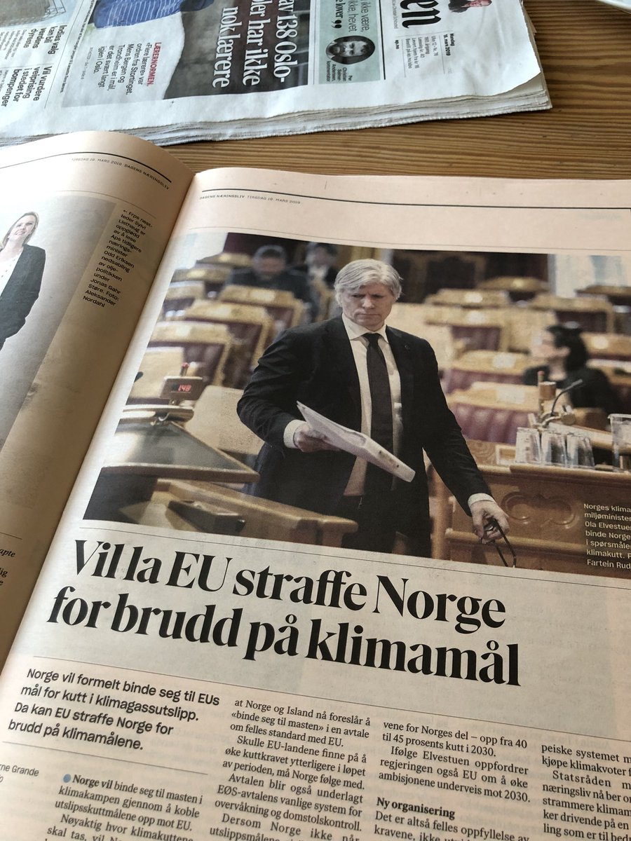 Rotevatn's tweet photo. I dag sender @olaelvestuen inn Noreg sitt forslag til klima-avtale med EU for 2021-2030. Då vil vi for første gong få bindande plikter til utsleppskutt i alle sektorar, under overvaking av EFTA-domstolen. Det vil setje rammene for all norsk klimapolitikk framover. https://t.co/xJMkRHtBUN