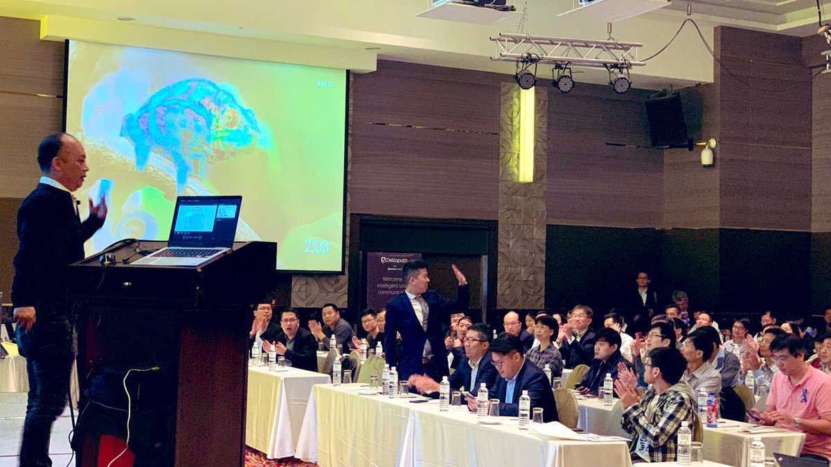 Deltapath's tweet photo. Thank you #TotalOne Joe Chou for introducing #Deltapathโs #Founder and #CEO David Liu to all the #guests from across #Taiwan, #China and #HongKong and giving Deltapath the #spotlight! https://t.co/uVpCRz9Hro