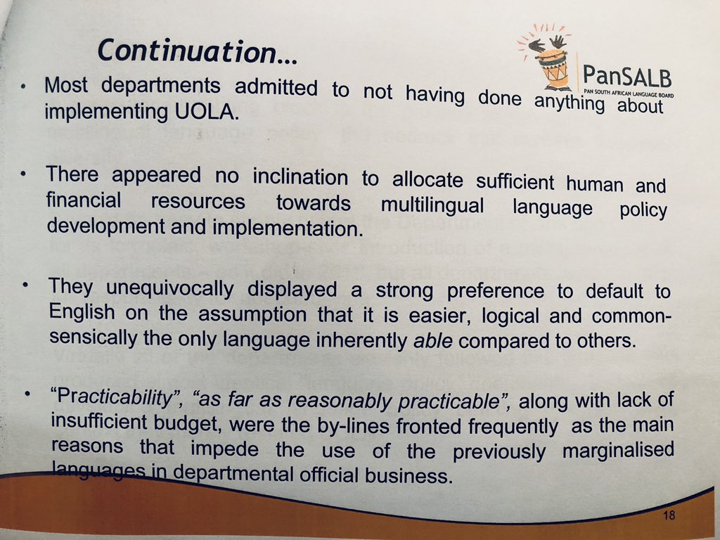 SAgovnews's tweet image. Findings on the report on the #UseofOfficialLanguages #PanSALB
