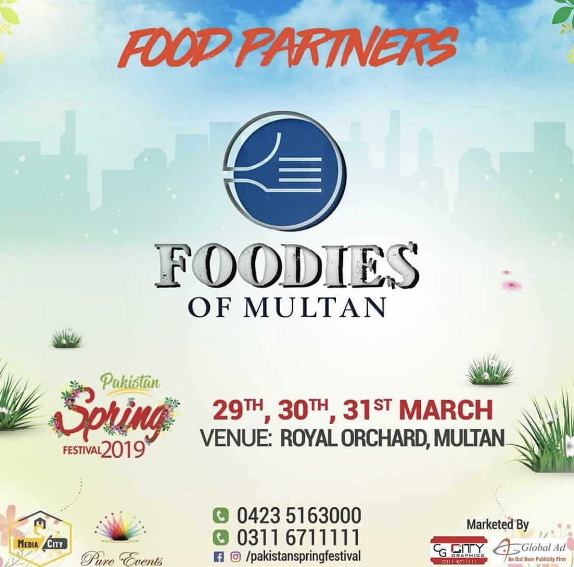 mehak_official's tweet photo. Proud to announce Foodies of Multan as our Food Partners!
Join us on the 29th, 30th and 31st March 2019 at Royal Orchard, Multan for an event showcasing the Culture, Music and Food of Pakistan.
For Bookings & Queries of Food Stalls: 0309-3339603
#PakistanSpringFestival https://t.co/dH3eVFT04K