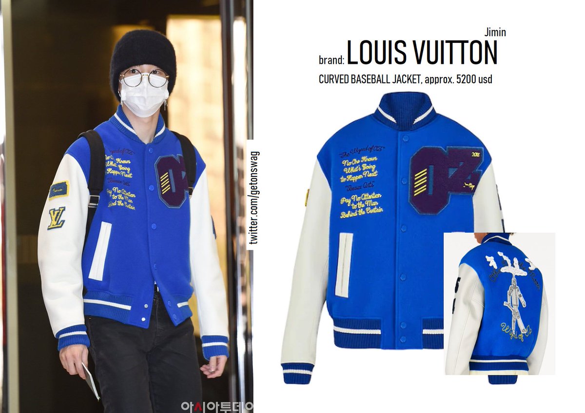 Beyond The Style ✼ Alex ✼ on X: #Jimin 190319 airport #BTS Louis Vuitton  curved baseball jacket The Wizard of Oz  / X