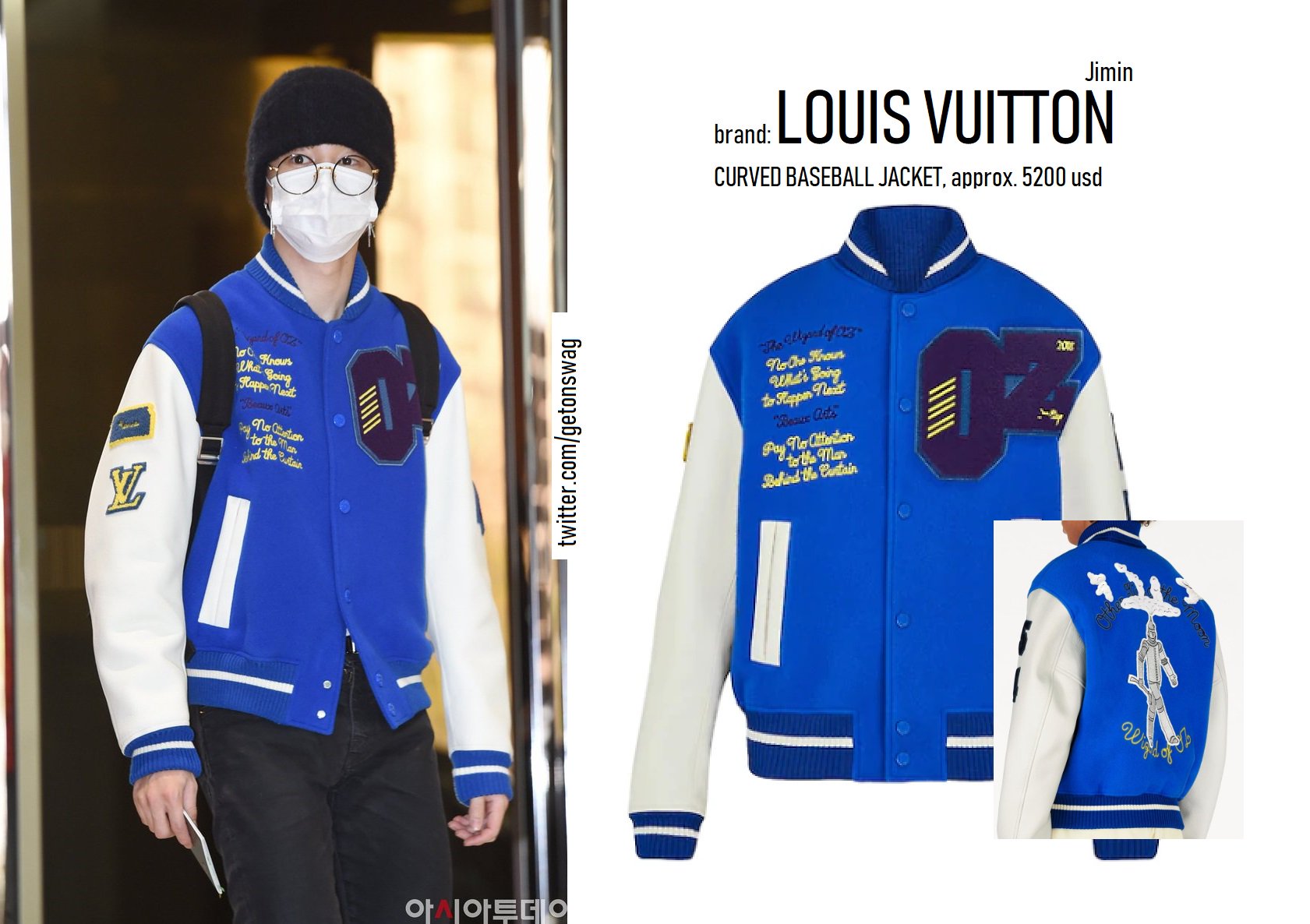 Ice Cream Man on X: RT @GetOnSwag: #Jimin 190319 airport #BTS Louis Vuitton  curved baseball jacket The Wizard of Oz  / X