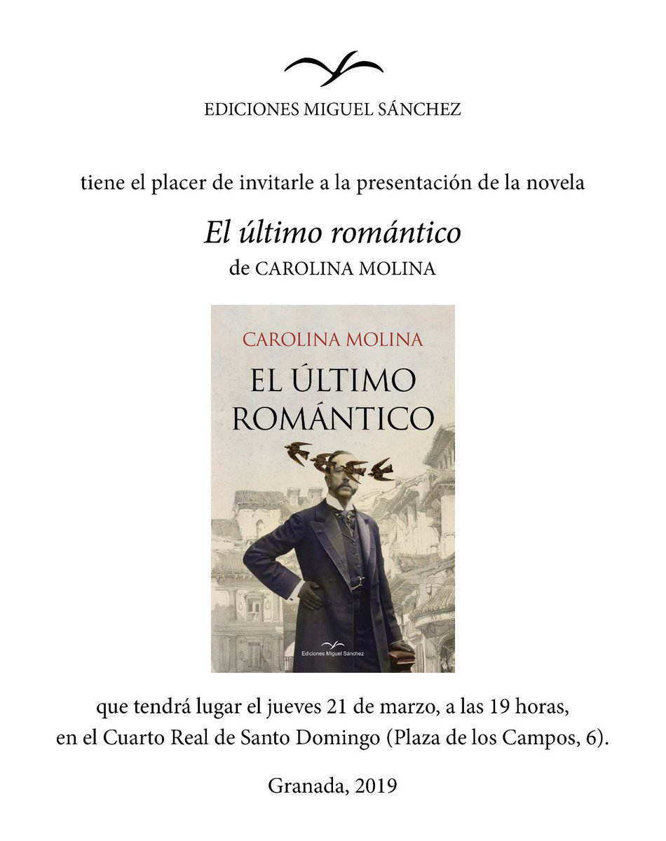 El jueves presento El último romántico en el Cuarto Real de Santo Domingo y el viernes os espero en la Librería de la Alhambra (Puerta Real, Plaza Nueva). También a las 19h. #Elúltimoromántico llega a Granada.