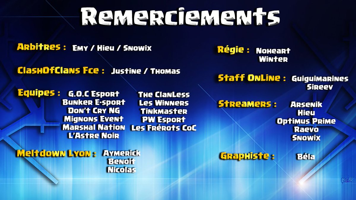 Juste magique et un grand merci à tousssss...... on sait le pourquoi de notre travail .
Des souvenirs pleins la tête qui ne s'achètent pas merci à tous joueurs en premier sans vous on ne sera pas la  , staff <a href="/EMAGINE_GAMING/">E-MAGINE GAMING</a> <a href="/ClashofClans/">Clash of Clans</a> <a href="/MeltdownLyon/">Meltdown Lyon</a> Youtuber.. Tout est la 😍😍