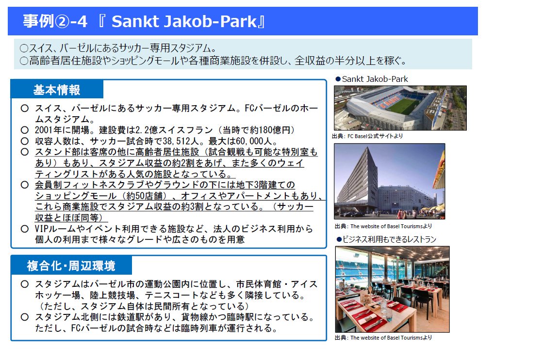 Sogaldo 知り合いの人から教えてもらった経産省発行のスタジアムアリーナ改革ガイドブックが読みごたえあって面白い 鹿島の鈴木秀樹さんも参加してのもの 指定管理の状況とか計画とかも T Co Zcxv8kpcvd バーゼルは貨物駅が試合日だけ止まるのが Sogaldo 知り合いの人から教えてもらった経産省発行のスタジアムアリーナ改革ガイドブックが読みごたえあって面白い 鹿島の鈴木秀樹さんも参加してのもの 指定管理の状況とか計画とかも T Co Zcxv8kpcvd バーゼルは貨物駅が試合日だけ止まるのが