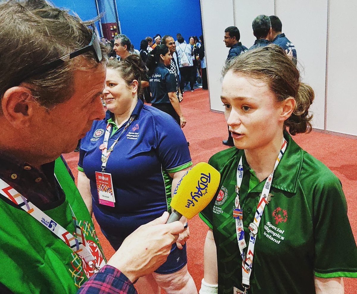 TodayFM's tweet photo. A massive congratulations to Sarah Louise Rea from Antrim, who @IanDempsey met and chatted to, just after she won her badminton match on Sunday. 🥇🥈🥉 https://t.co/IurjSG198D