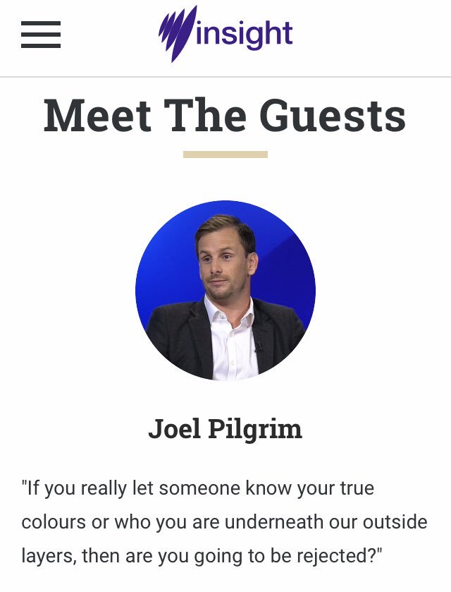 Joel Pilgrim (@joelspilgrim) on Twitter photo For the first time Iāll be sharing a bit about my experiences.. tune into <a href="/insightSBS/">Insight on SBS</a> 8:30pm TONIGHT to check it out. The more we are vulnerable and get real with each other, the less we have to hide #Mentalhealth For the first time Iāll be sharing a bit about my experiences.. tune into <a href="/insightSBS/">Insight on SBS</a> 8:30pm TONIGHT to check it out. The more we are vulnerable and get real with each other, the less we have to hide #Mentalhealth