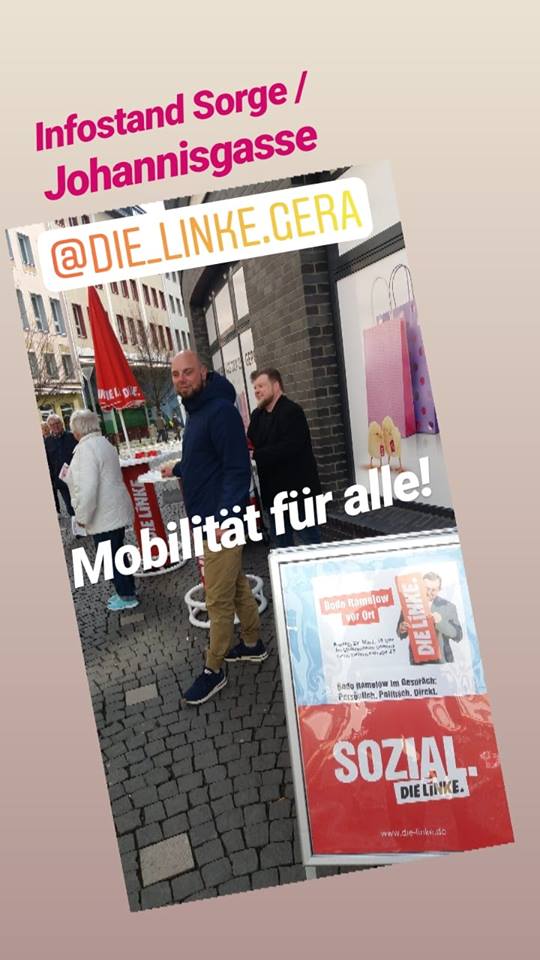 DieLinkeGera's tweet photo. Mobilität für alle! Zum Geraer Autofrühling waren wir mit einem Schwerpunktthema aus unserem Wahlprogramm im Wählergespräch. https://t.co/Wf996V6z7u