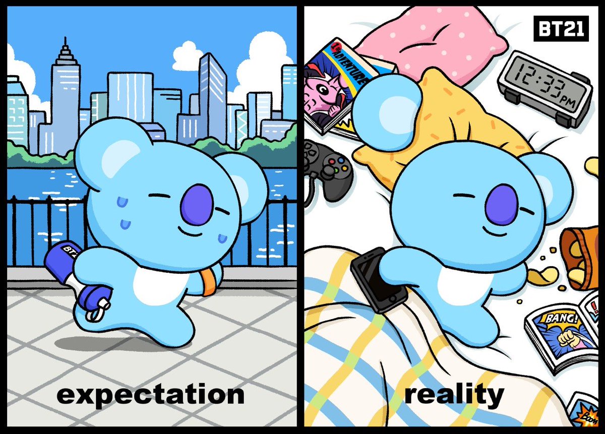 "Dreaming" big ☺
#ExpectationvsReality #KOYA #BT21 