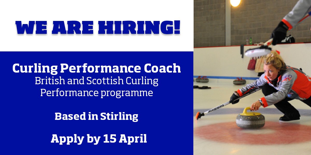 Vacancy!

Curling Performance Coach, British and Scottish Curling Performance programme
Fixed term, Full time
Based in Stirling (with significant international travel)

For a full job description and application form, please visit ➡️bit.ly/2TfMDLN

Closing 15 April 2019