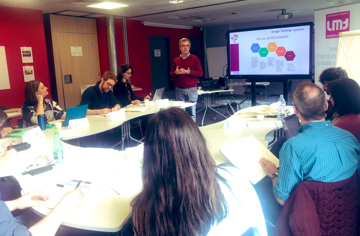 The <a href="/4HCREAT/">4H-CREAT</a> <a href="/AtlanticArea/">Interreg Atlantic Area</a> partners listen carefully <a href="/ctravier/">Christian Travier</a> about #DesignThinking before going to practice !