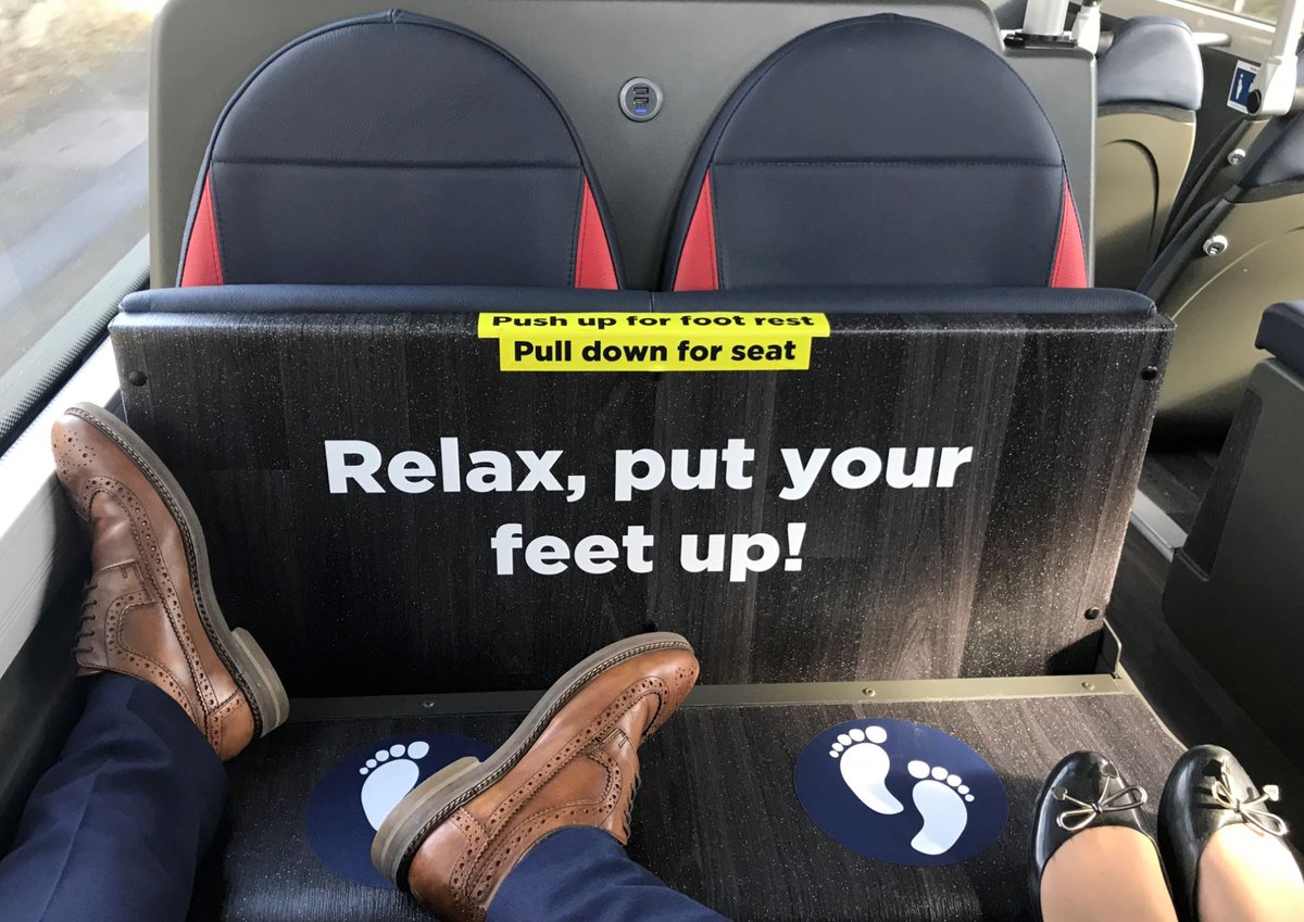 👞💺 FEET SEAT ZONE 💺👞

We've launched a quirky new solution to the age-old problem of people putting their feet up on rear facing bus seats.

Three buses on services 309 and 310 are currently trialling the new seat design.

Find out more: bit.ly/2VIns65 #FeetSeat