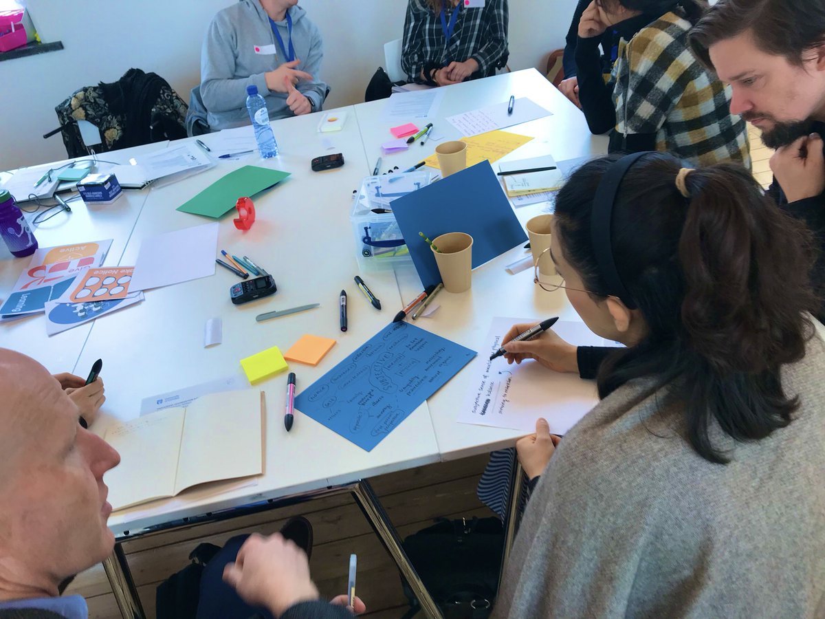SaraNevay's tweet image. Some lively discussion around #wellbeing during the first phase of our #etextile playground workshop. Considering descriptions, drivers and possible definitions... @designmeworld @RTD2019