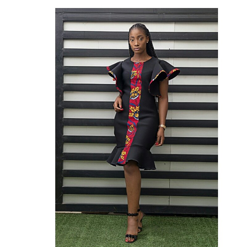 AsakeOge's tweet photo. Take a look at this Black scuba dress with ankara detail. 
How will you rock this outfit when you get yours?😄

Good day people! https://t.co/CmQb1GJX02