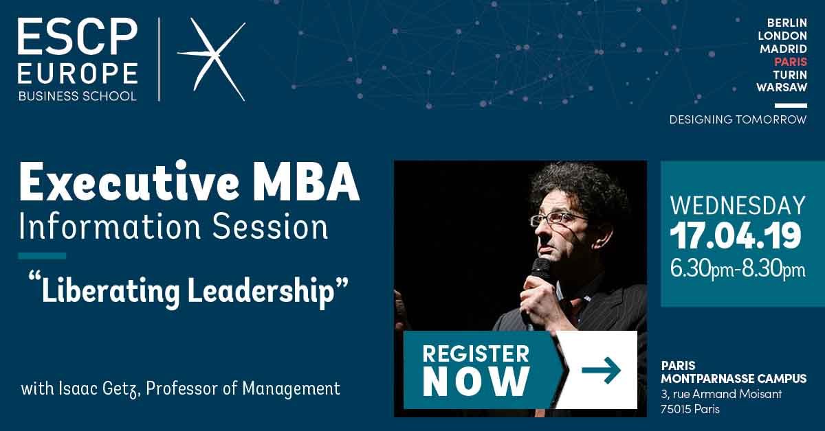 EscpMaffre's tweet photo. Join us for our next EMBA Master Class &amp; Info session @ESCPeurope @isaacgetz 
Register here : https://t.co/GhLPOXv4oE https://t.co/OKQTb033vb
